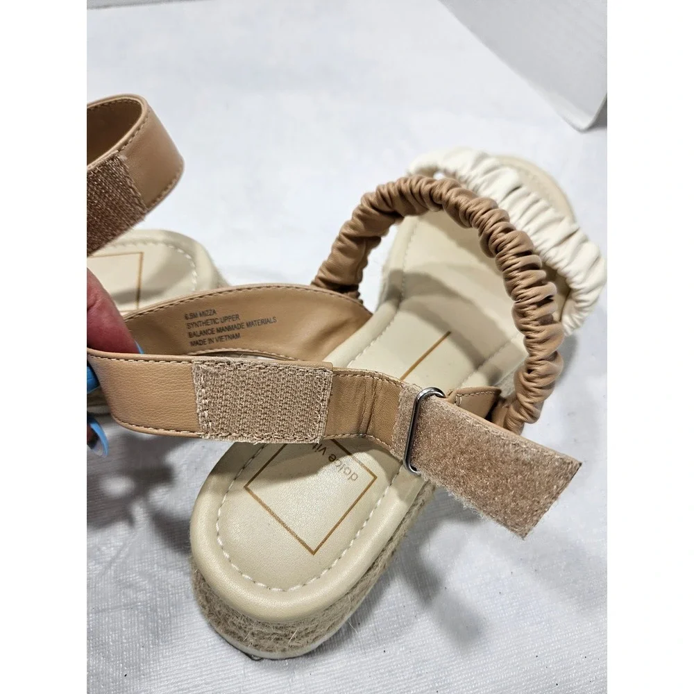 Dolce Vita Mizza Platform Espadrille Sandals Cream Tan Ruched Straps Womens 6.5M